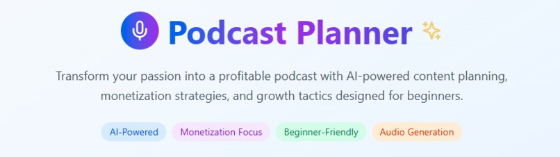 Podcast Topic + Monetization Planner – screenshot 1