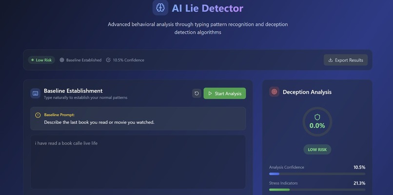 AI Lie Detector from Text Typing Speed – screenshot 1