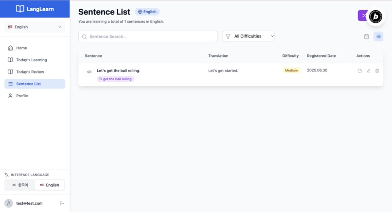 LangLearn – screenshot 4