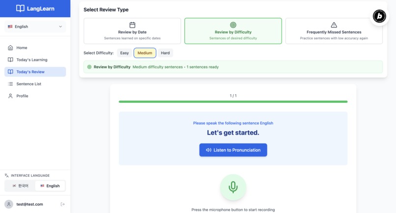 LangLearn – screenshot 3