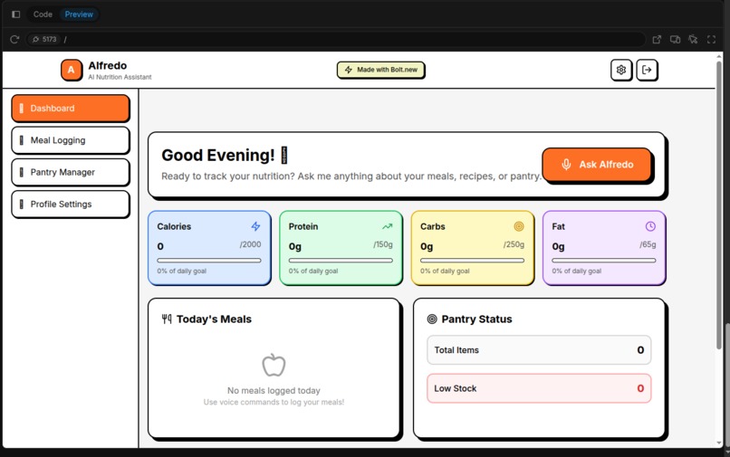 Alfredo -An AI Nutritionist – screenshot 1