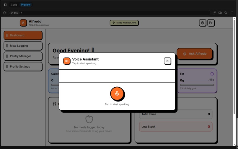 Alfredo -An AI Nutritionist – screenshot 2