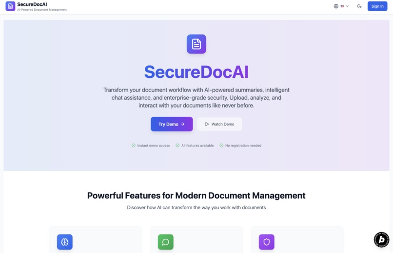 SecureDocAI - AI-Powered Document Management System – screenshot 1