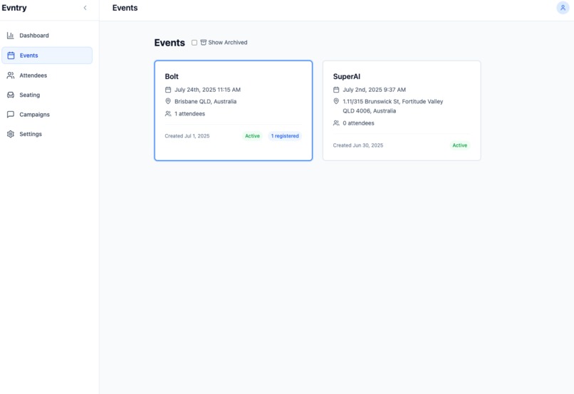 Evntry – screenshot 1
