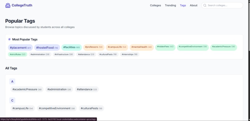 college truth wall – screenshot 2