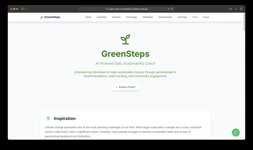 GreenSteps – AI-Powered Daily Sustainability Coach – screenshot 1