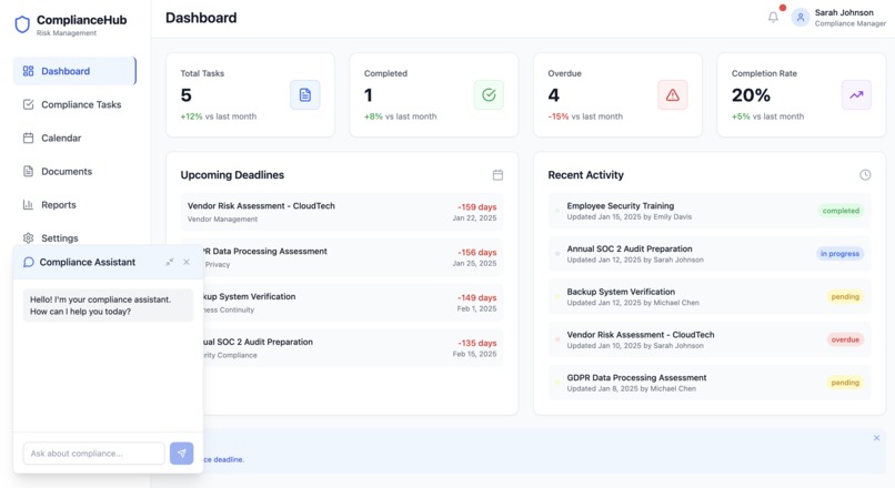 Risk and compliance system – screenshot 1