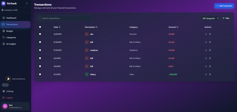 FinTrack – screenshot 2