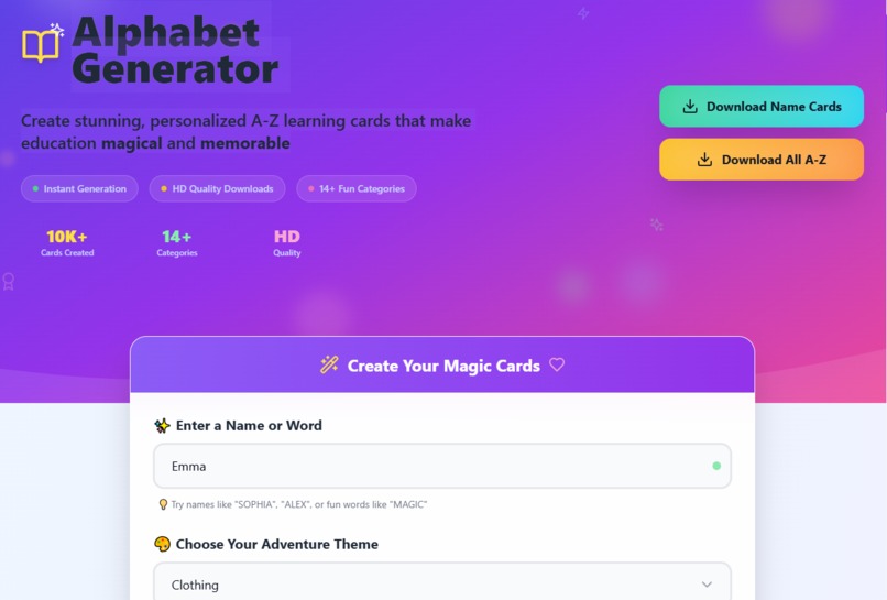 Alphabet Generator - Premium A-Z Learning Cards – screenshot 1