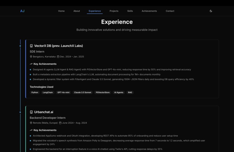 Akshat's Modern Portfolio – screenshot 2