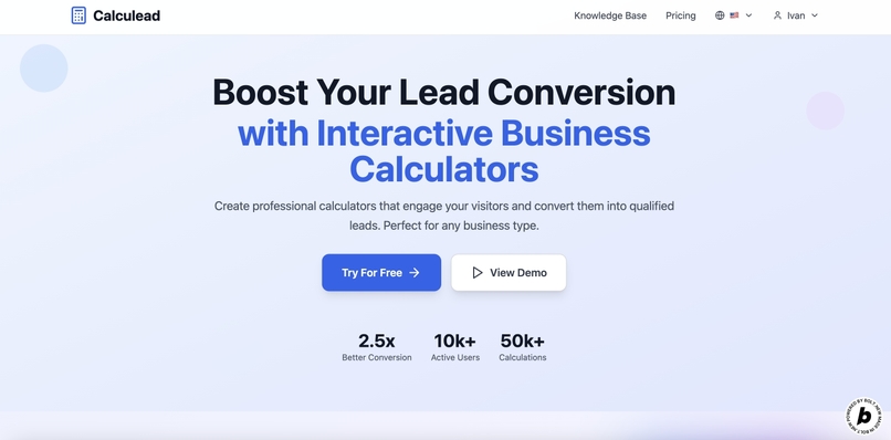 Calculead – Business Calculator SaaS for Lead Generation – screenshot 1
