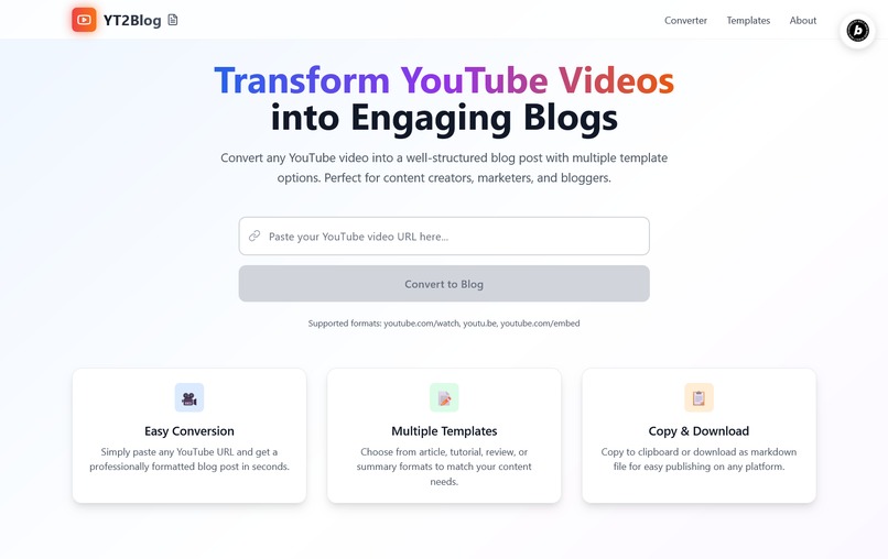 YT2Blog – screenshot 1