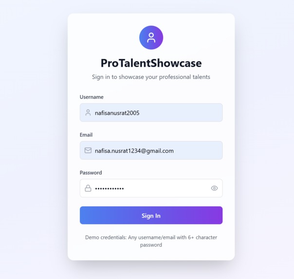 ProTalentShowcase – screenshot 1