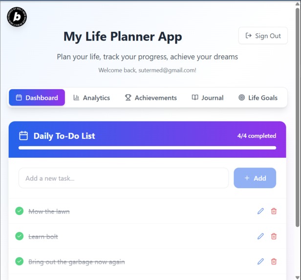 My Life Planner App – screenshot 2