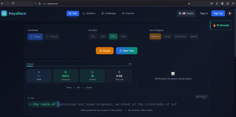 KeysRace - Modern Typing Experience – screenshot 1