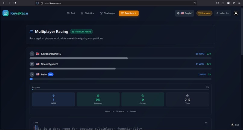KeysRace - Modern Typing Experience – screenshot 2