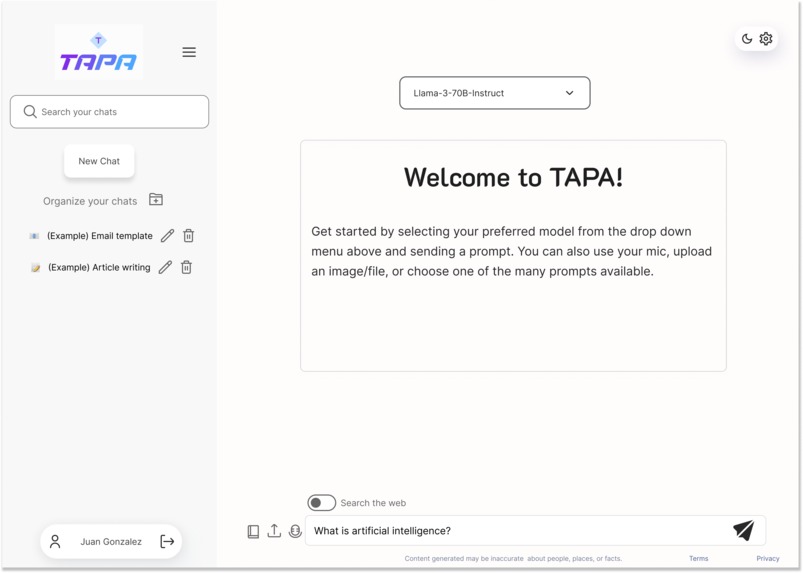 TAPA chat – screenshot 3