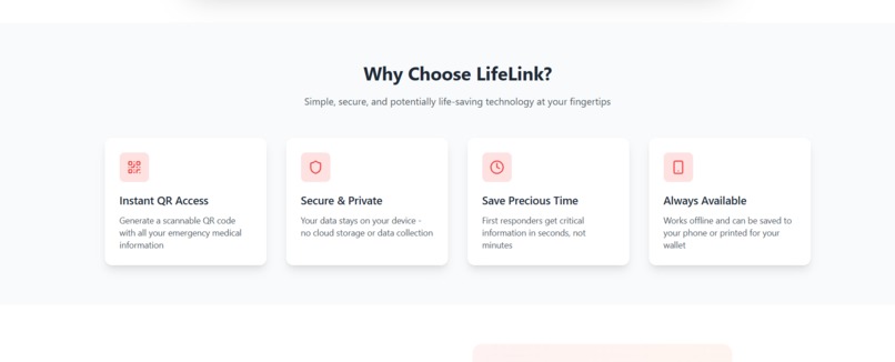 Lifelink-A QR-based emergency health card – screenshot 1