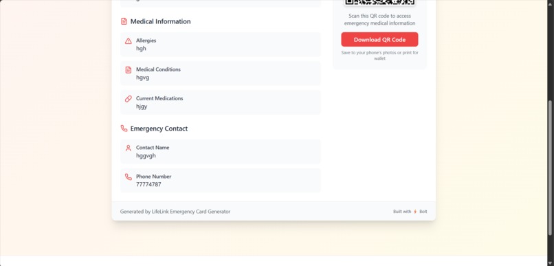 Lifelink-A QR-based emergency health card – screenshot 3
