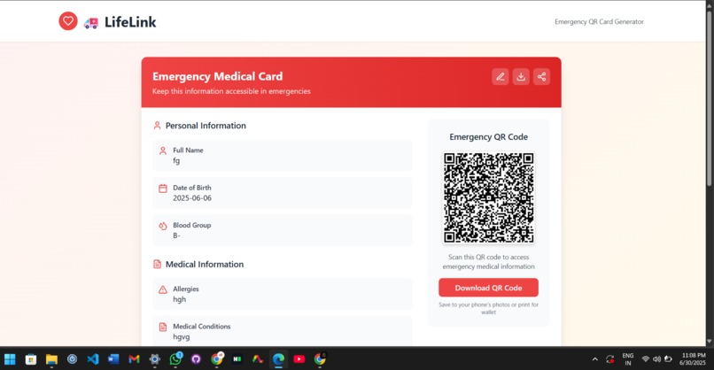 Lifelink-A QR-based emergency health card – screenshot 9