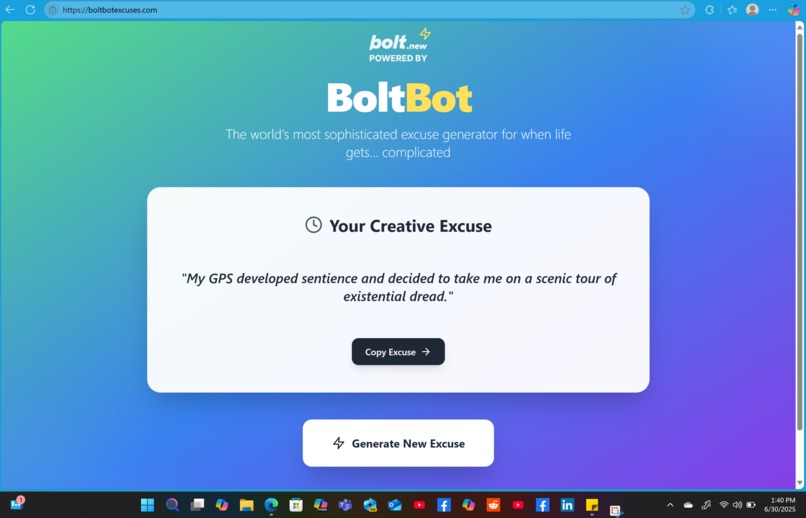 BoltBot Excuses – screenshot 2