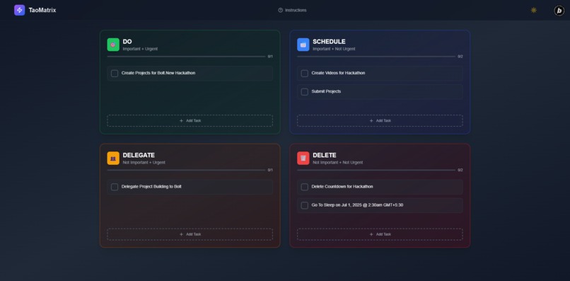 TaoMatrix – Eisenhower Matrix Productivity App – screenshot 1