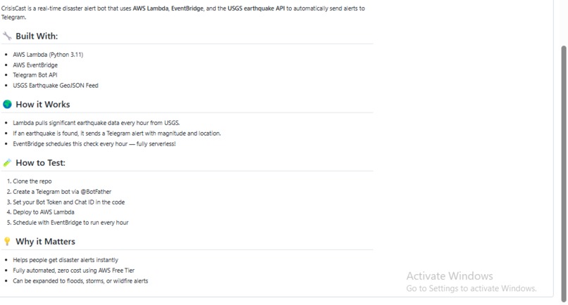 CrisisCast – Real-Time Disaster Alert Bot – screenshot 3