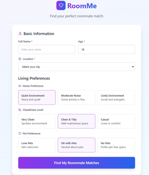 RoomMe - Roommate Matching Solution – screenshot 1