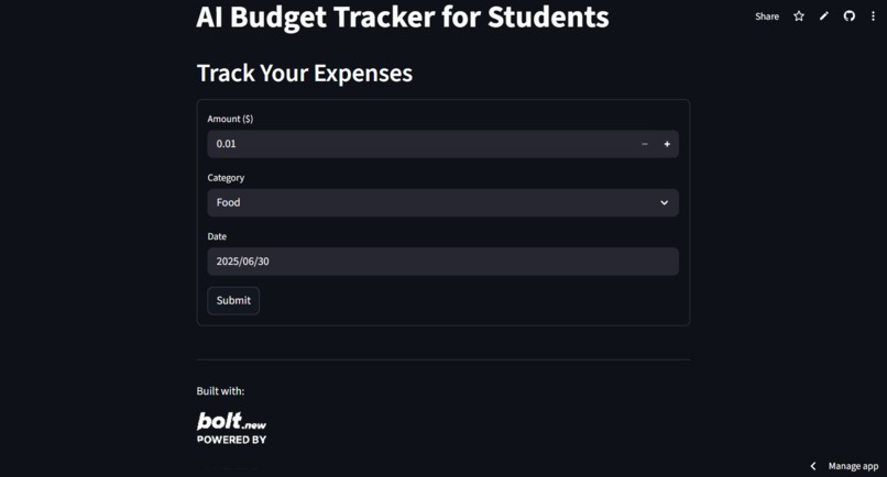 Budget Tracker for Students – screenshot 1