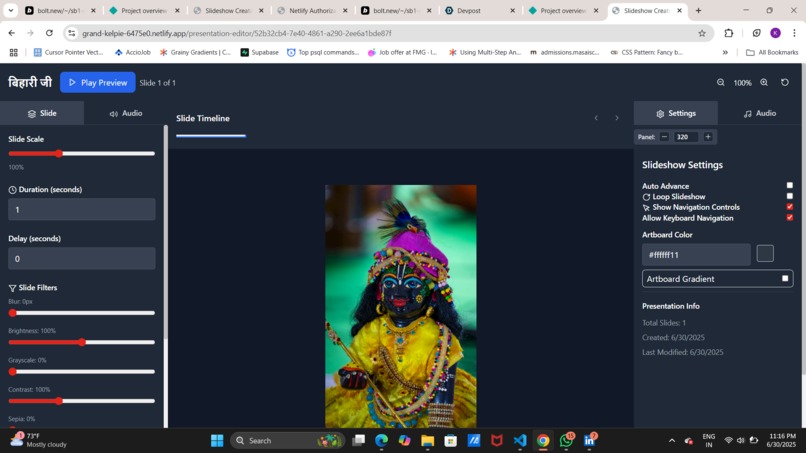 Slideshow with publishable support and a powerful editor – screenshot 4