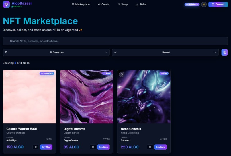 AlgoBazaar - Premier NFT Marketplace on Algorand MainNet – screenshot 2