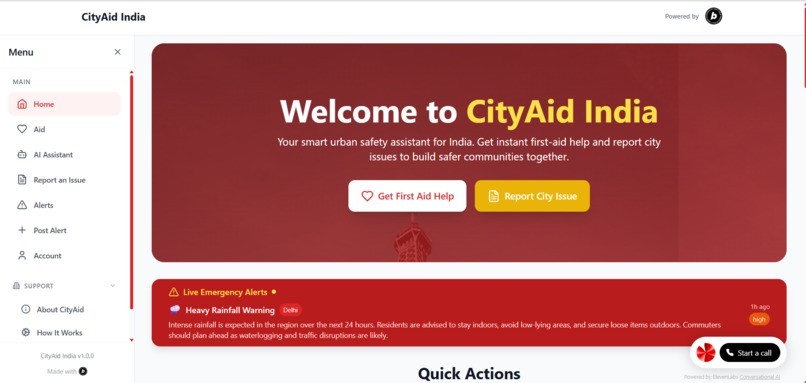 CityAid - India Smart Urban Safety Assistant – screenshot 1