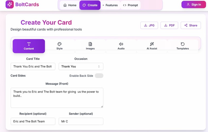 Bolt Special occasion Cards – screenshot 6
