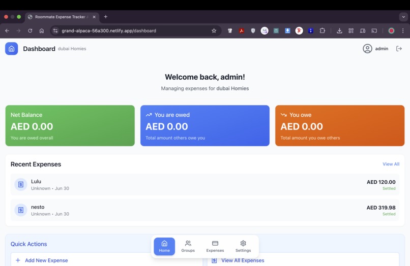 Expense Sharing App – screenshot 1