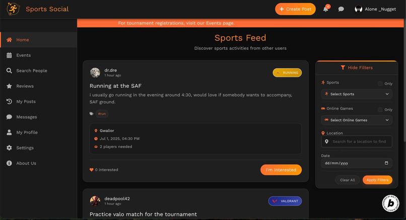 SportsSocial  – screenshot 1