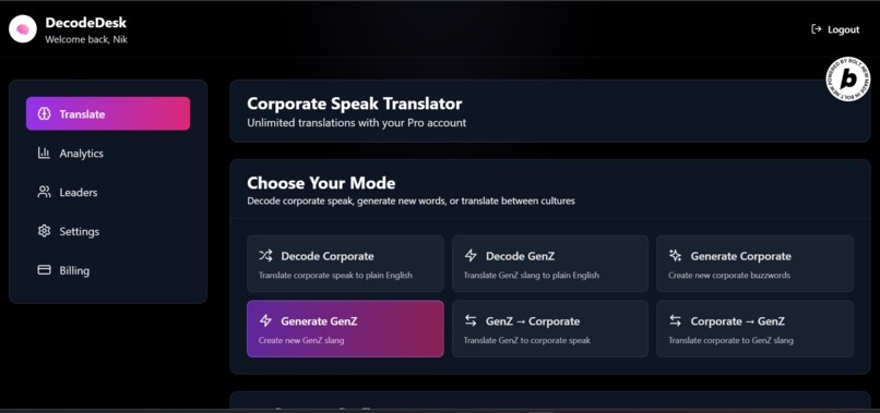DecodeDesk: Translating Corporate/GenZ Jargon Into Real Talk – screenshot 2