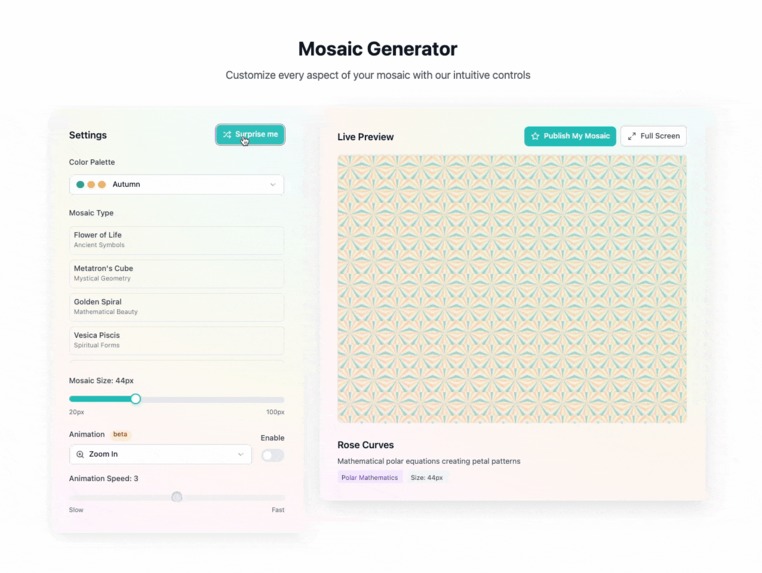Magic Mosaic ✨ design hypnotic patterns in seconds – screenshot 1