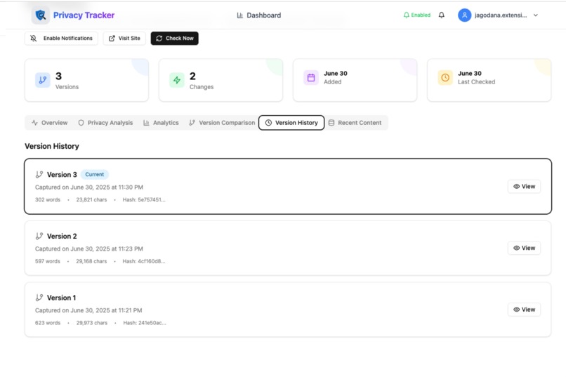 Privacy Policy Tracker – screenshot 5