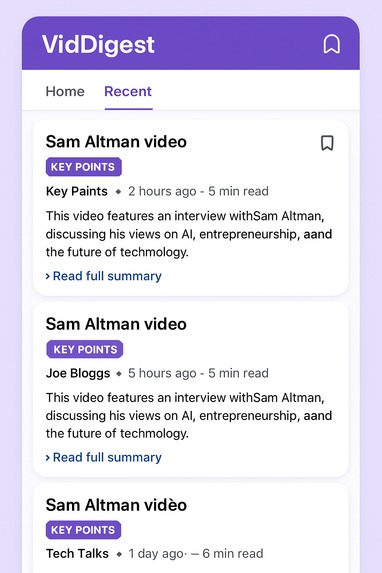 AetherBrief: Youtube Summary Platform – screenshot 4