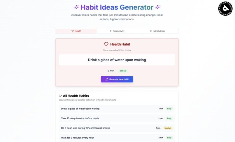 Habit Ideas Generator – screenshot 1