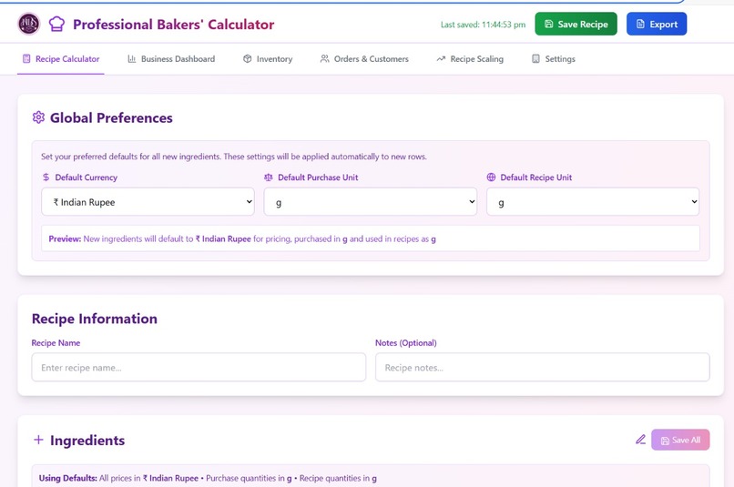 Professional Bakers' Price Calculator – screenshot 4