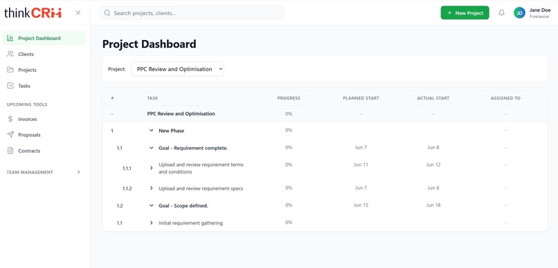 ThinkCRM – From Brief to Delivery, All in One Hub – screenshot 1