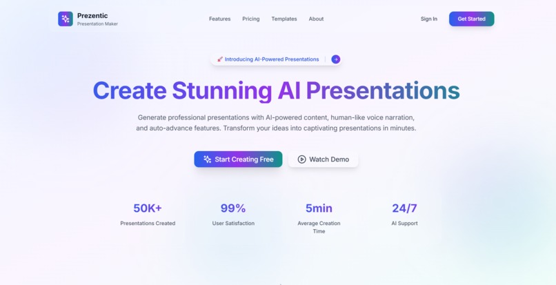Prezentic – AI Presentation Builder with Realistic Narration – screenshot 1