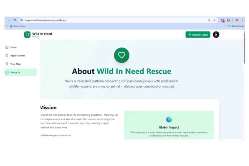 Wild In Need Rescue Website  – screenshot 1