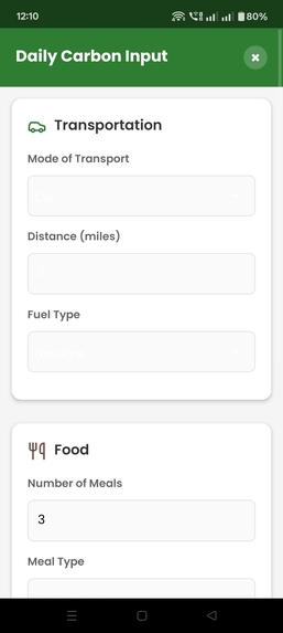 EcoTrack Carbon Footprint Calculator – screenshot 1