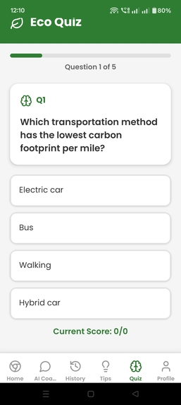 EcoTrack Carbon Footprint Calculator – screenshot 2