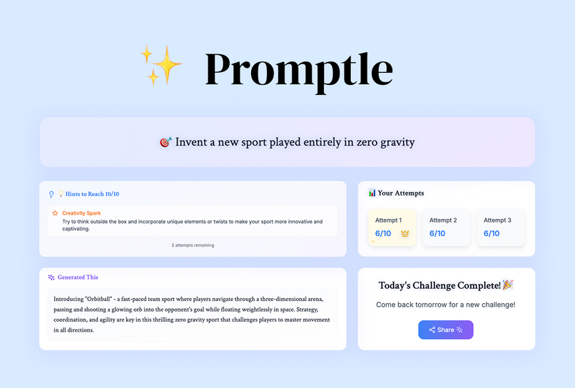 Promptle - Creative Prompt Challenge Game – screenshot 1