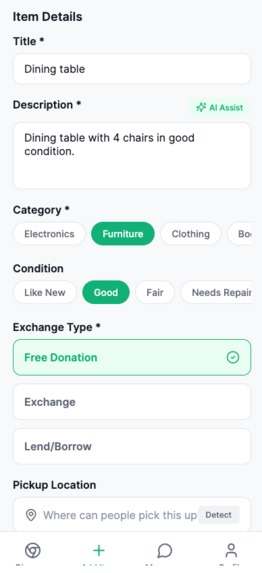 AI-Powered Local Community Exchange & Donation App – screenshot 6