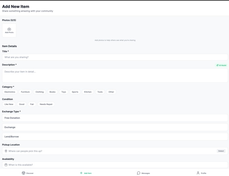 AI-Powered Local Community Exchange & Donation App – screenshot 11