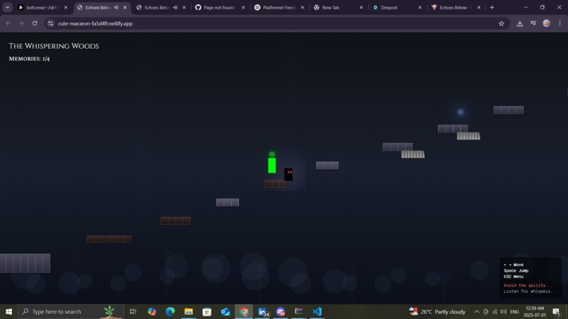 ECHOES BELOW- a platformer game – screenshot 2